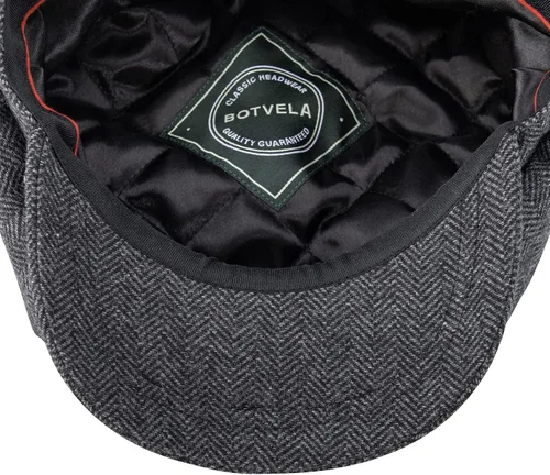 Miniatura 6 de BOTVELA Sombrero de tweed de espiga de 8 paneles de mezcla de lana para hombre