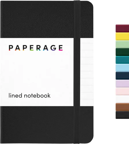 Miniatura 15 de Juego de 2 cuadernos blocs de notas de bolsillo pequeño, pauta universitaria, 3.7 x 5.6 pulgadas, minidiario de tapa dura, papel grueso de 3.5 Negro
