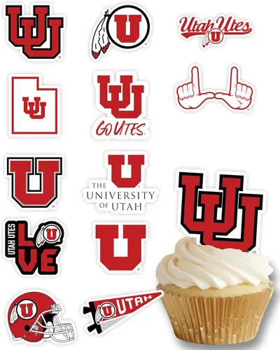 Miniatura 14 de Decoraciones para cupcakes de la Universidad de Alabama, suministros para fiestas de fútbol americano, cumpleaños, graduación (24 piezas)