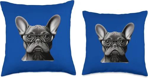 Miniatura 3 de French Bulldog Dog Stuff Frenchton Frenchieco Divertida cara de bulldog francés linda mamá francesa con almohada de lentes, 16 x 16 pulgadas
