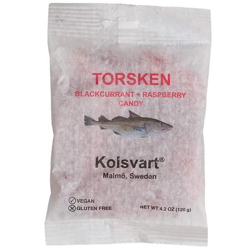 Miniatura 2 de Kolsvart - Caramelos de goma sueca de pescado y regaliz Vegano y sin gluten 4.2 onzas Paquete de 5 Grosella negra y frambuesa