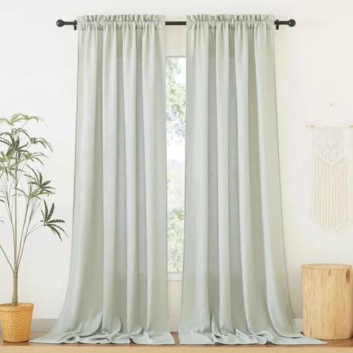 Miniatura 51 de RYB HOME Cortinas extralargas de 108 pulgadas de largo, transpirables con bolsillo para barra, cortinas traslúcidas blancas para sala de estar