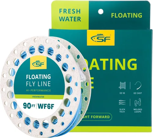 Miniatura 32 de SF Sedal de pesca con mosca con dos bucles soldados, flotante con peso hacia adelante, líneas de mosca WF2 3 4 5 6 7 8 9F multicolor para trucha
