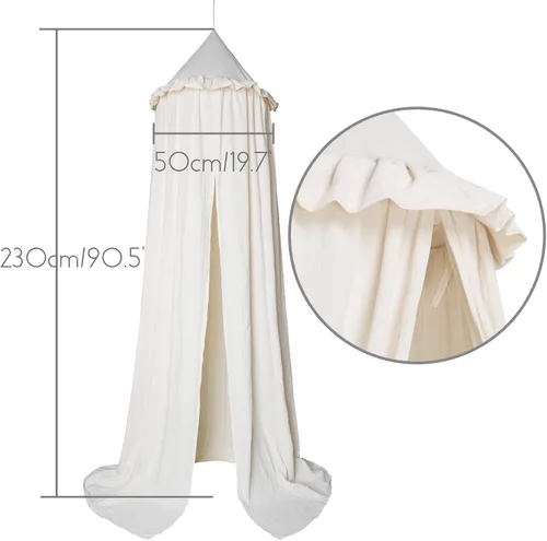 Miniatura 6 de Toldo de cama para niños con volantes, red de algodón para cuna, rincón de lectura, cortina de escondite, colgante, tienda de campaña redonda, ropa