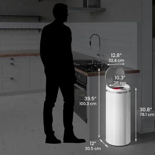 Miniatura 6 de iTouchless Cubo de basura redondo, perfecto para el hogar, cocina, oficina, cubo de basura con sensor sin contacto de 13 galones con sistema