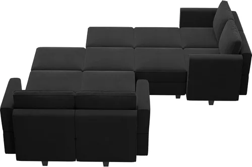 Miniatura 9 de Belffin Sofá modular convertible de gran tamaño con otomanas de almacenamiento, sofá cama seccional extra grande con diván reversible, sofá cama