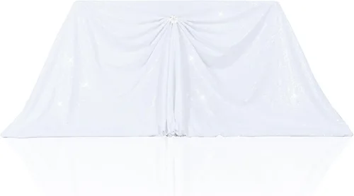 Miniatura 161 de PartyDelight Mantel de lentejuelas redondo de 50 pulgadas, color dorado claro, adorno de mesa para decoración de bodas, fiestas, cumpleaños