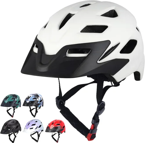 Miniatura 24 de Casco de bicicleta para niños, casco ajustable para niños y jóvenes con visera desmontable y luz LED para niños de 3-5/5-8/8-12 años, casco Azul