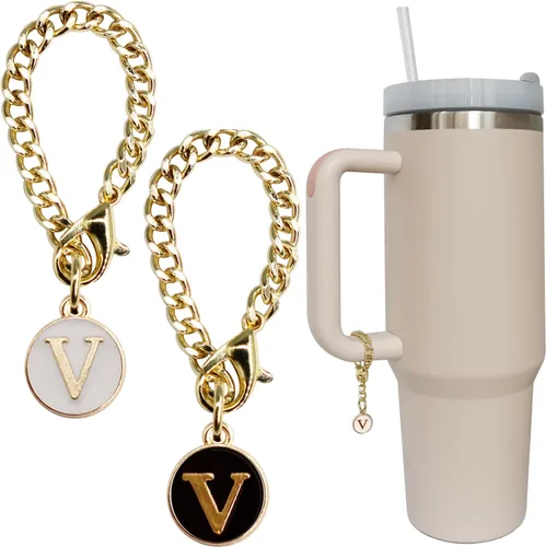 Miniatura 27 de Accesorios de dije de letra para vaso Stanley, 2 unidades, identificación con inicial de nombre, personalizable, para vaso Stanley H
