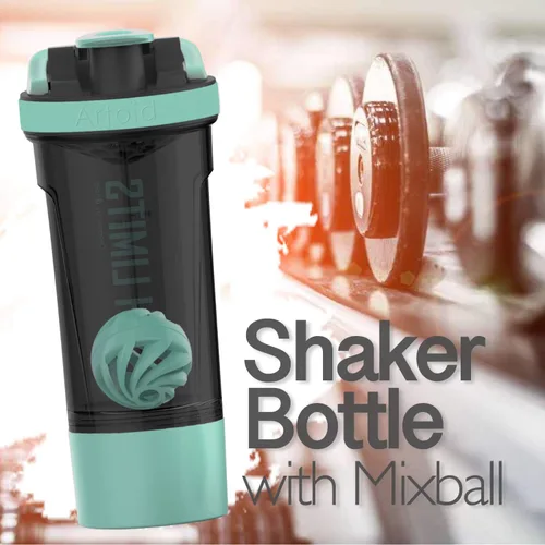 Miniatura 7 de Artoid Mode Botella Batidora de Proteínas de 24 Onzas, Tecnología de Mezcla Dual, Sin BPA, Verde Aqua/Negro