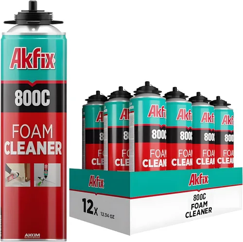 Akfix Limpiador de pistolas 800C (12 x 12.3 onzas) – Spray a base de disolvente para eliminar espuma de poliuretano sin curar, limpia válvulas y