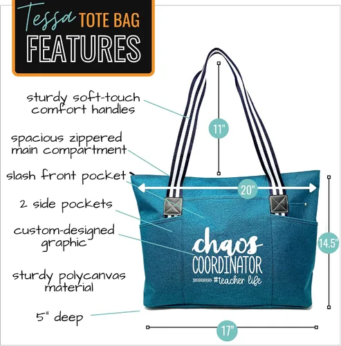 Miniatura 74 de Brooke & Jess Designs Teacher Tote Bag for Work - Teacher Handbag Gifts for Women, Teacher Bag Best Teacher Appreciation Gift