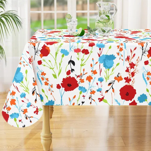 Miniatura 28 de misaya Mantel rectangular de vinilo impermeable, mantel lavable con reverso de franela, mantel de plástico para cena, picnic, interior y exterior