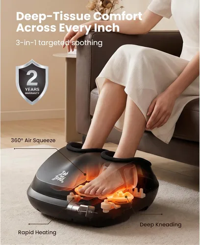 Miniatura 4 de BOB AND BRAD Masajeador de pies con calor y control remoto, Elegible para FSA Elegible para HSA, máquina masajeadora de pies Shiatsu con masaje
