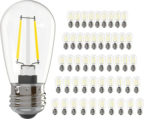 Banord Cadena de luces LED clásicas para exteriores, bombilla de filamento LED vintage, base de tornillo E26 inastillable, bombillas LED Edison para