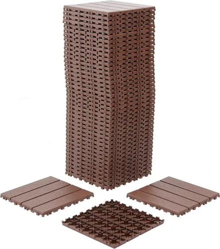 Miniatura 12 de Azulejos de plástico entrelazados para todo tipo de clima, paquete de 44 azulejos de patio de 12 x 12 pulgadas, impermeables, de plástico