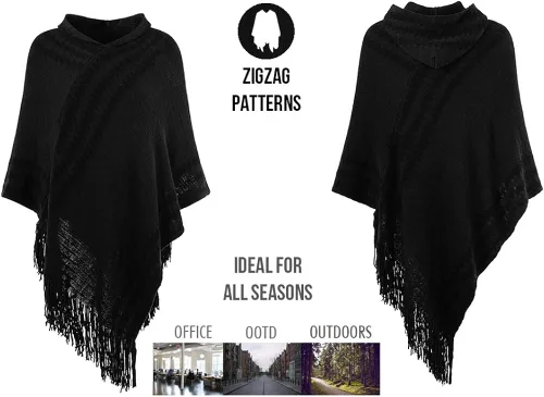 Miniatura 3 de Ferand Poncho suave con capucha para mujer