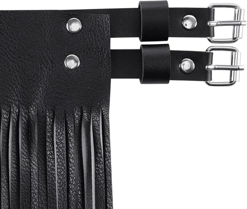 Miniatura 5 de Ayliss Falda con flecos y borlas para mujer, cinturón de vestir, cintura punk, cinturón de vestir vintage de piel sintética, cintura rocker, disfraz