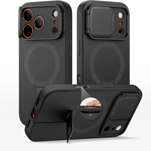 SURITCH - Funda para iPhone 17 Pro Max con cubierta de control de cámara, cubierta para cámara y soporte ajustable, compatible con MagSafe, a prueba