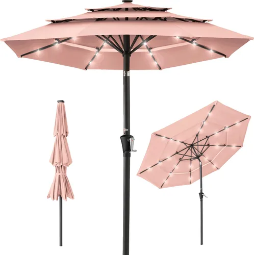 Miniatura 19 de Best Choice Products - Sombrilla solar de 10 pies de 3 niveles para patio, sombrilla de sol para exteriores, mercado, patio trasero, terraza, junto