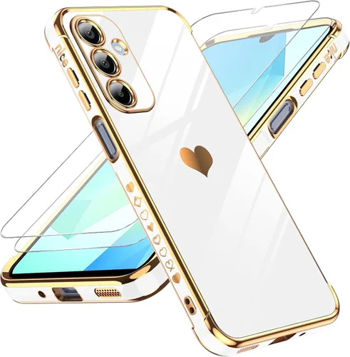 Miniatura 125 de LeYi for Moto G 5G 2025 Case: with Tempered Glass Screen Protector [2 Pcs]+ Full Camera Lens Protection,Love Heart Plating Cute Luxury Soft TPU