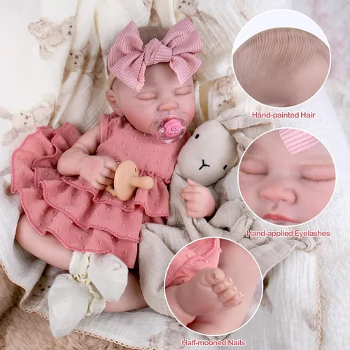 Miniatura 3 de UOFTKIZ Muñecas realistas de bebé Reborn – Muñeca de bebé real de 20 pulgadas, recién nacida realista con cuerpo de tela y accesorios