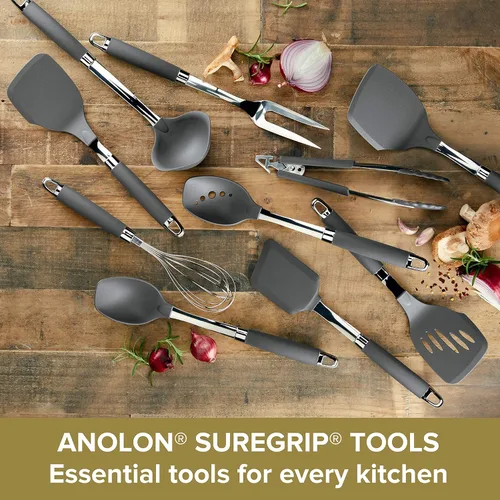 Miniatura 3 de Anolon SureGrip tenedor de carne de acero inoxidable/herramienta de cocina, 13.25 pulgadas, gris, 46288