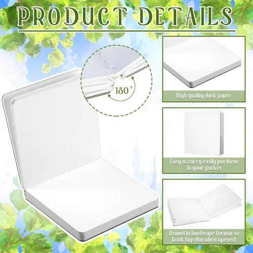 Miniatura 3 de Tenceur 8 mini diarios de acuarela portátiles de 3.9 x 3.9 pulgadas, 240 hojas, 480 páginas, cuadernos de bocetos cuadrados pequeños de acuarela