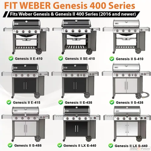 Miniatura 3 de Inserto de parrilla de tamaño completo para parrillas de gas Weber Genesis II 400 Series, parrilla plana de 6789 con asas para parrillas de gas