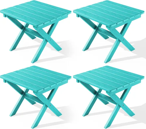 Miniatura 16 de SERWALL Mesa auxiliar Adirondack, mesa auxiliar para exteriores, sin montaje, mesa plegable pequeña de HDPE para patio trasero, piscina, porche