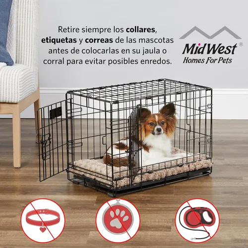 Miniatura 2 de MidWest Homes for Pets Jaula para perros de etapas intermedias de vida con puerta única de 36 pulgadas plegable, seguridad mejorada, incluye bandeja