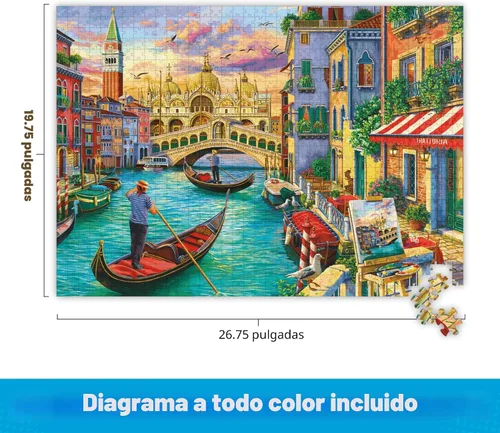 Miniatura 3 de Buffalo Games Image World - Sights of Venice - Rompecabezas de 1000 piezas - 26.75 x 19.75 pulgadas, rectangular, vista panorámica de Venecia
