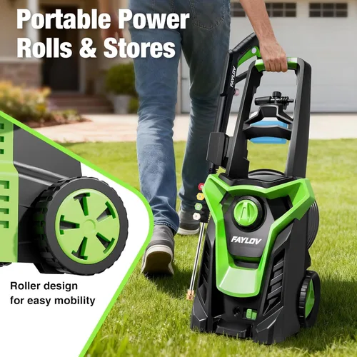 Miniatura 6 de Lavadora a presión, lavadora eléctrica con enchufe de seguridad GFCI y boquilla sin doblez de 360°, lavadora a presión de 1.33 GPM completa