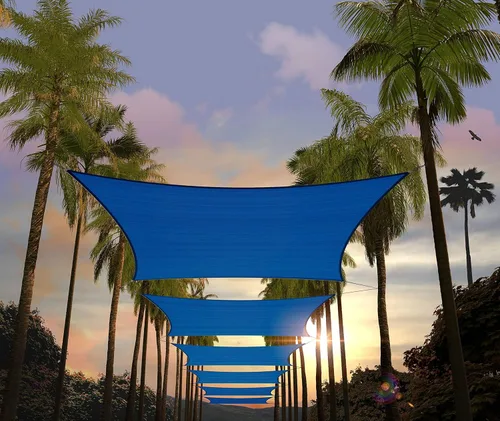 Amgo ATAPS12 - Toldo rectangular, cubierta para el sol, marquesina, 95 % de bloqueo UV, permeable al agua y el aire, comercial y residencial, Azul