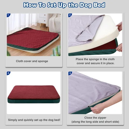 Miniatura 7 de Cama para perros medianos, cama ortopédica de espuma para perros, colchón para dormir de mascotas para aliviar las articulaciones, parte inferior