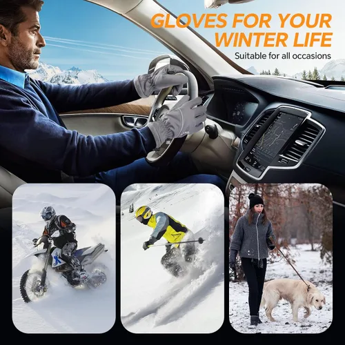 Miniatura 7 de Guantes de invierno impermeables y resistentes al viento para hombres y mujeres, térmicos cálidos para clima frío, agarre de nieve para pantalla