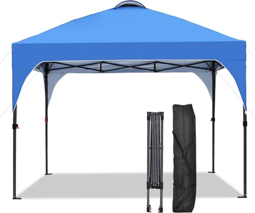 GDY Tienda de campaña desplegable de 8 x 8 pies, kiosco fácil de instalar, toldo para exteriores con 3 alturas ajustables para eventos, fiestas, Azul