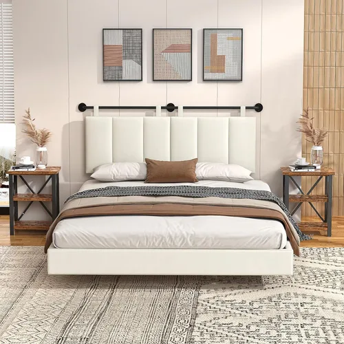BSHOMGI Cabecera, Cabeceras Tamaño Queen Montadas en Pared Cabecera de Cama con Cabeceras Solamente Altura Ajustable Beige Cabeceras para Dormitorio
