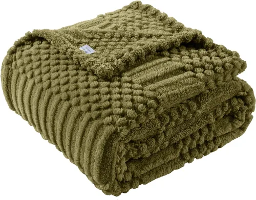 Miniatura 22 de Manta de Tiro Beige de 50 x 70 pulgadas, forro polar suave y esponjoso, bonita y estética, perfecta para sofá, sillón, silla, cama, sala de estar
