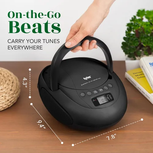 Miniatura 7 de Tyler Reproductor de CD portátil Boombox con radio FM, Bluetooth y puerto USB Sonido estéreo claro Compatible con CD-R/RW y MP3 CDs Entrada
