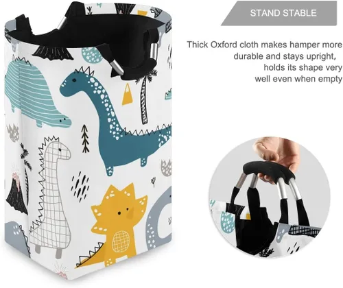 Miniatura 2 de senya Cesta de almacenamiento grande con asas, organizador plegable para ropa de guardería, juguetes, estilo dinosaurio escandinavo Multi 3