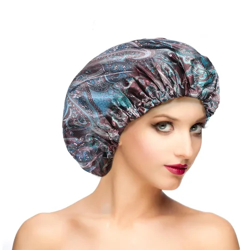 Miniatura 14 de Gorros de ducha para mujer, extra grande, ajustable, impermeable, reutilizable, gorro de ducha para mujeres y niñas, cabello largo y grueso, gorros