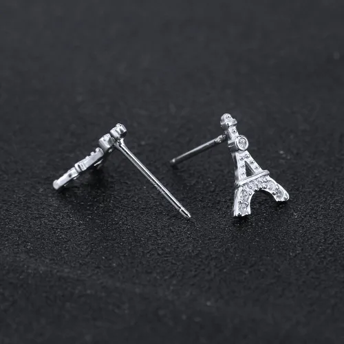 Miniatura 5 de AoedeJ Aretes hipoalergénicos de plata de ley 925 con diseño de Torre Eiffel de París, regalo para mujer