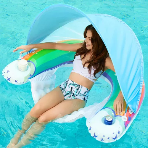 Jasonwell Flotador de piscina con dosel – Flotadores inflables de piscina para adultos, silla flotante de piscina, flotadores para piscina, silla de