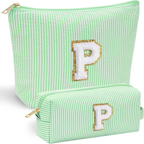 Miniatura 75 de YOOLIFE Regalos del Día de la Madre para mujeres, bolsa de maquillaje con inicial, bolsa de cosméticos, bolsa de maquillaje de viaje, regalos Rosado