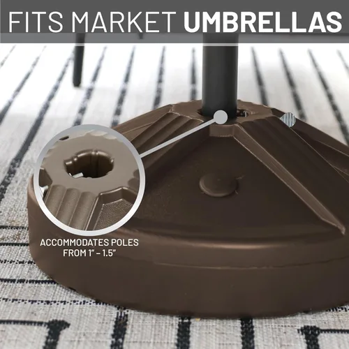 Miniatura 7 de US Weight Base de sombrilla duradera y rellenable para mesa de patio, capacidad de 50 libras, soporte ajustable resistente para sombrillas al aire