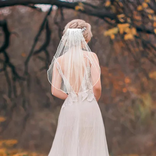 Miniatura 5 de Amaxiu Velos cortos de novia de boda, peine de velo de catedral nupcial de 1 nivel, tocado de boda de tul para la primera comunión velos diadema
