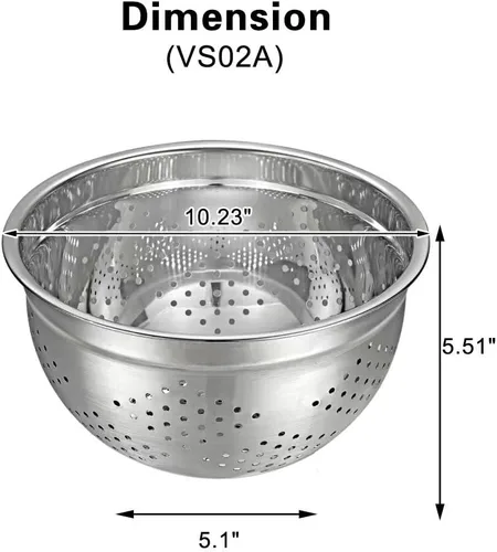 Miniatura 3 de Colador de acero inoxidable, colador de metal, para pasta, arroz, colador de 5 cuartos de galón, apto para lavavajillas
