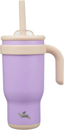 Miniatura 41 de Konokyo Vaso de 14 onzas con asa lateral, botella de agua aislada con popote y tapa 2 en 1, taza de acero inoxidable, taza de café de viaje