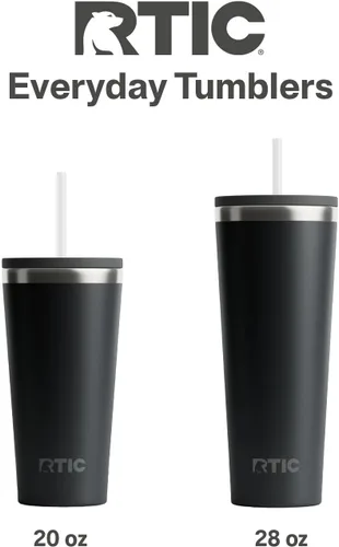 Miniatura 7 de RTIC Vaso Térmico Diario de 20 onzas de Acero Inoxidable Portátil con Aislamiento, Taza de Café de Viaje con Pajita, Forro de Cerámica, Tapa